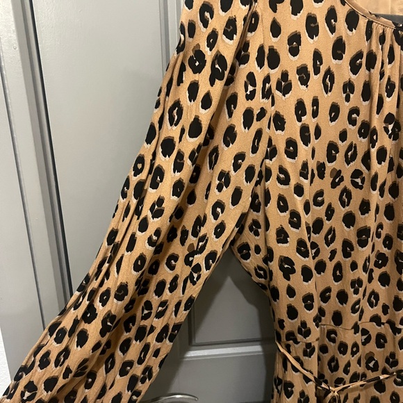 a new day Leopard Print Dress with Puff Sleeve, Ruffle Detail and Tie Waist - Picture 4 of 7